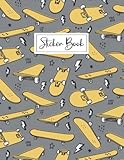  Sticker Book: Large Blank Sticker Keeper Book for Kids & for Children with Skateboard Cover - Funny Gift for Girls.