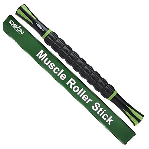 Idson Muscle Roller Stick for Athletes- Body Massage Sticks Tools-Muscle Roller Massager for Relief Muscle Soreness,Cramping and Tightness,Help Legs and Back Recovery,Black Green