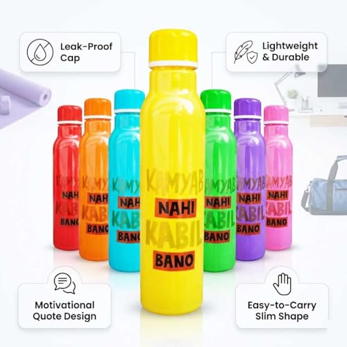 Image of RED WIND Unbreakable 1 Litre Quote Water Bottles | Pack of 12 | Multicolor | Leakproof Screw Cap | BPA-Free | Bottles for Fridge, Gym, Home, Office, School and Travel