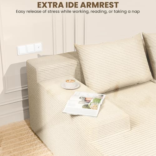 Image of LEVELEVE 107 inch Cloud Sectional Couch with Deep Seat,Modern Modular Sofa with L-Shape Chaise,No Assembly Required, Upholstered Couches for Living Room Bedroom(Beige,Left Facing Chaise)