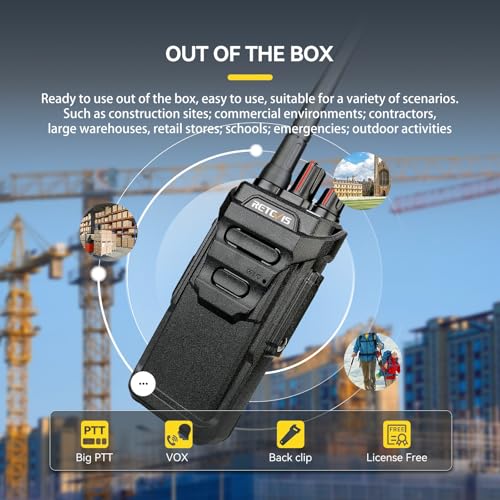 Image of Retevis RT48 Waterproof Walkie Talkies,Heavy Duty Rugged 2 Way Radio,IP67 Dustproof,Waterproof up to 1m /30min,1200mAh Rechargeable Professional Two Way Radio,VOX,SOS,for Construction Business(6Pack)