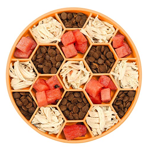 smashing Slow Feeder - Cuenco para perros de silicona con panal hexagonal para perros de tamaño mediano y grande