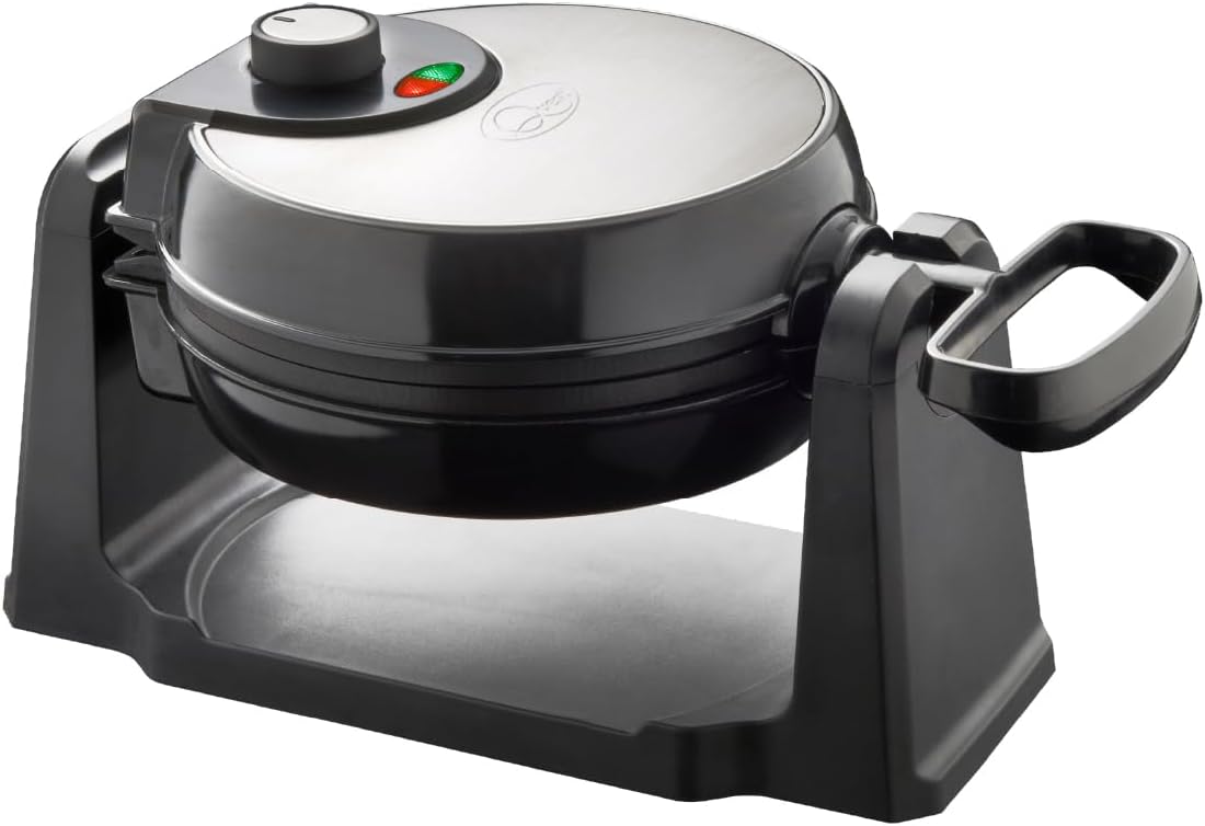 Quest Rotating Belgian Waffle Maker/Non Stick Waffle Machine/Temperature Control / 180° Rotating Waffle Iron/Cooks up to 4 Round Waffles / 1000W (35969)
