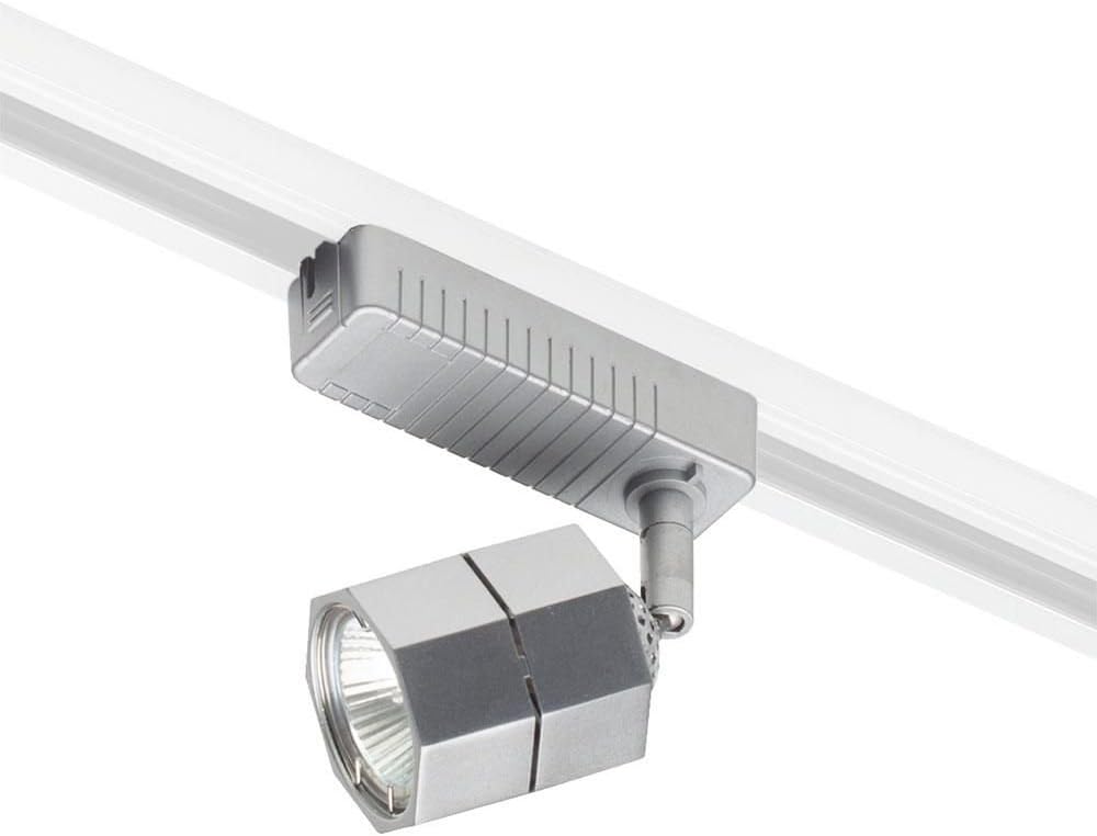 Hexagonal MR16 Track Lighting Spotlight Head w/Transformer Silver