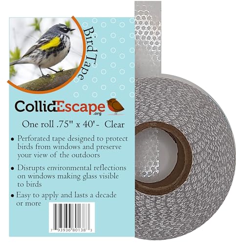 COLLIDESCAPE Spiderweb Clear BirdTape for Windows (3/4' x 40' - Covers 2 to 3 panes) | Window Bird Tape Decals to Prevent Bird Strike Prevention for Glass | Clear