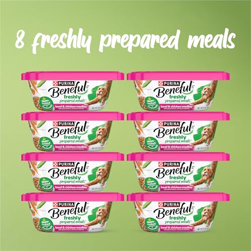 Image of Purina Beneful Dog Food Freshly Prepared Meals Beef and Chicken Medley with Green Beans, Carrots and Wild Rice - (Pack of 8) 10 oz. Tubs
