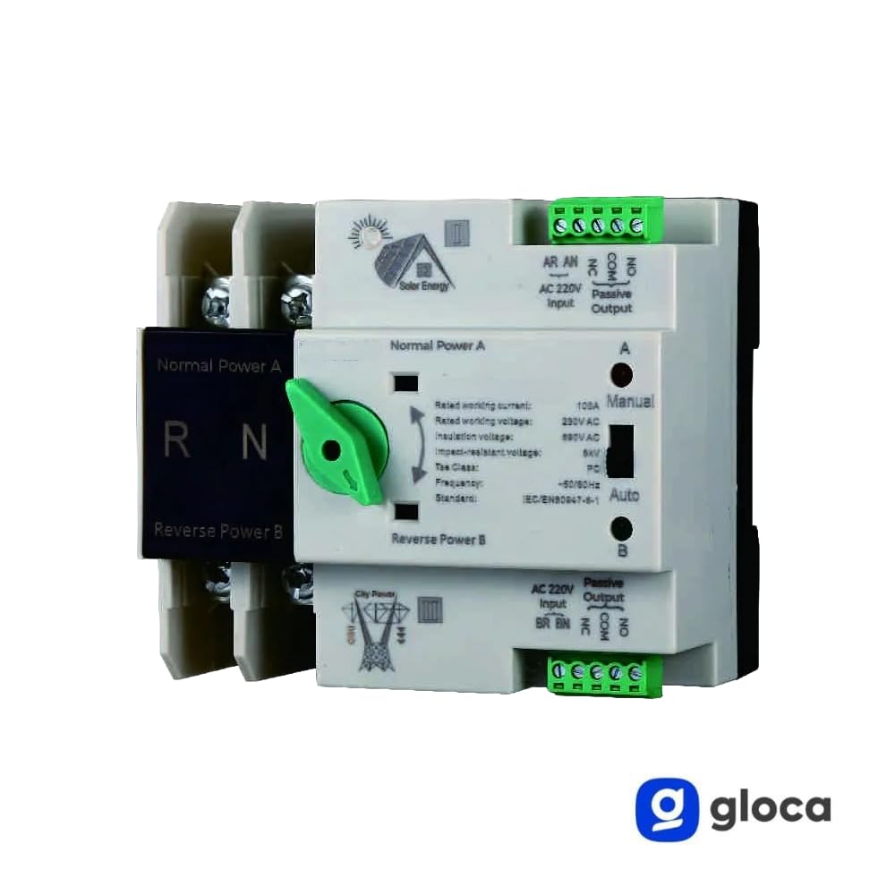gloca Interruttore Trasferimento Automatico Fotovoltaico A Doppia Alimentazione (125 Ampere, 2P)