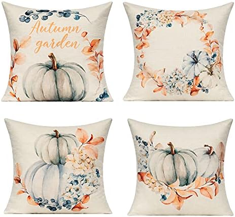 All Smiles Green Leaves Outdoor Cushion Covers Summer Plant Throw Pillow 18 x 18 Cases Decorative Tropical Rainforest Palm Spring Leaf Pillows Square Cotton Linen Set of 4 for Sofa Patio Couch