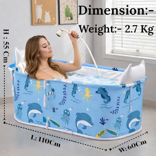 Image of Bath tub for adult for bathroom Tub for Home SPA, Maintains Hot & Cold Temperature, Thickened Layer for Hot and ice bath tub for adults, Family Size portable bathtub for adults (Fish)