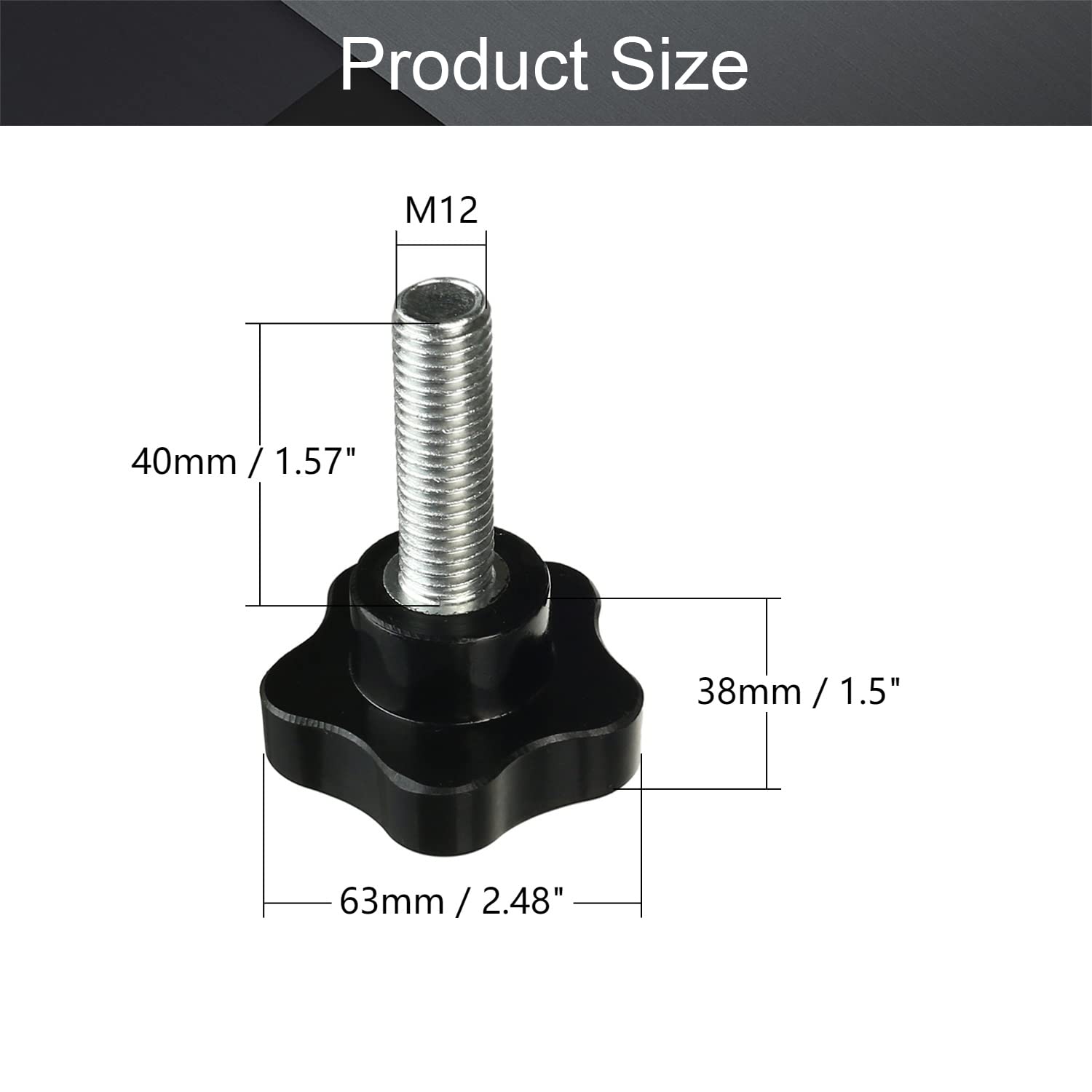 Perillas De Sujeción Moleteadas, Rosca Macho M6 X 1.969 In Cabeza De 0 827 In Perno De Agarre De Tornillo De Pulgar De Plastico Termoestable Negro