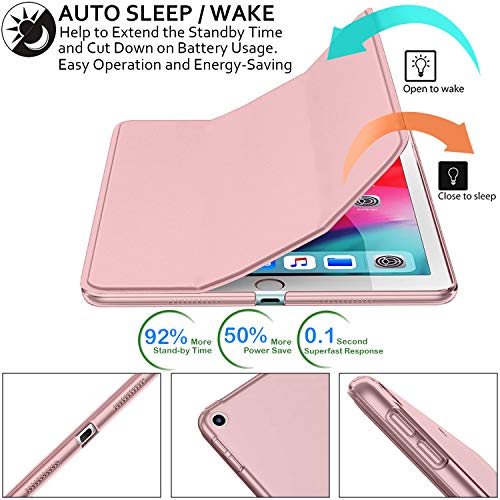 Image of DuraSafe Cases For iPad Mini 5 Gen 2019 7.9 Inch [ Mini 5th Gen ] A2133 A2124 A2126 MUQY2HN /A MUQW2HN /A MUQX2HN /A MUU62HN /A MUU32HN /A MUU52HN /AiPad Cover with Translucent Frosted Hard Back - Rose Gold