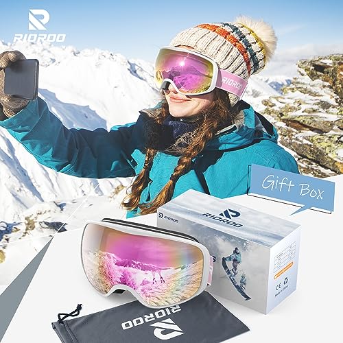 RIOROO Ski Goggles, Skiing Goggles For Snowboard Jet Snow 100% UV Protection, Anti-glare Ski Goggles Dual Lens For Women Men Youth OTG Over Helmet Compatible, Skiing Snowboarding Cycling Motorcycle - Image 2