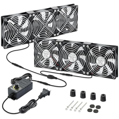 AmRunJe 120mm x 25mm x 6 Computer Fan with AC Plug 4v-12v Box Fan Adjustable Speed Controller 110v...