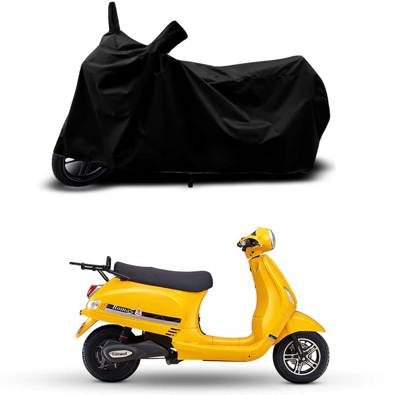 Image of 100% Scratchproof /UV-Rays /Heat Protection /Birds Dropping /Water Resistant /Dust Proof /Waterproof /Full Bike Scooty Two Wheeler Body Cover Compatible for Roma S STD All Varients[Black]