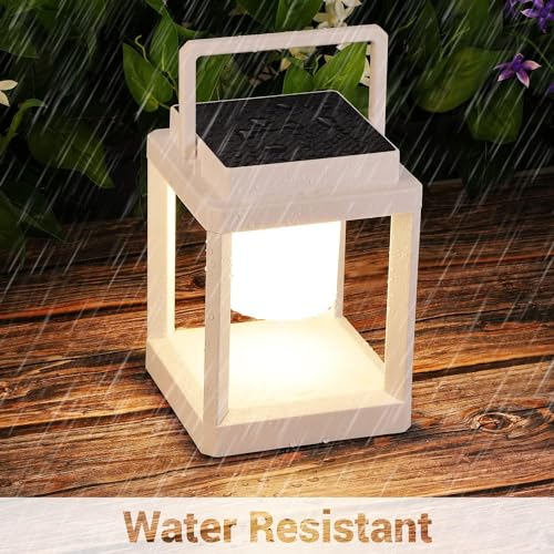 Image of DAKAFUL Outdoor Table Lamp, Led Lamps for Nightstand, Solar Lanterns Outdoor Hanging for Patio Waterproof, Cordless Battery Operated Lamp, Rechargeable Solar Lantern for Reading, Decor, Camping
