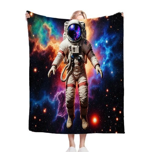 Narzuta dla młodego astronauty, odporny na blaknięcie, dekoracyjny koc, na łóżko, ciepły i lekki, pluszowy koc na każdą porę roku, 150 x 200 cm_25219a
