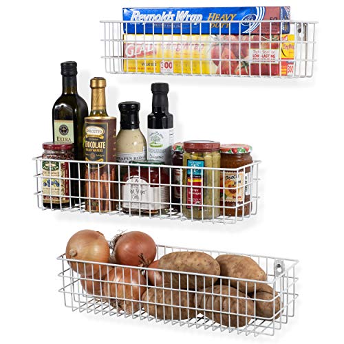 Wall35 Kansas Wall Mounted Metal Wire Baskets for Kitchen Organization and Storage, Varying