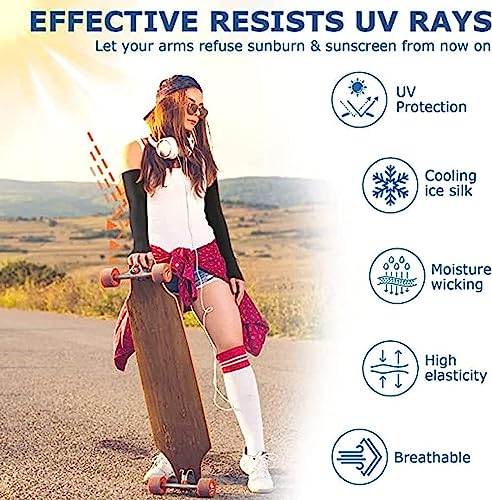 Image of XJARVIS Black UV Tan Sunblock protection with Thumb Hole Arm Sleeves, Outdoor Indoor Use Unisex Arm Sleeve for Men Women Children with Compression & Cooling Effect Pack of 3 (skin)