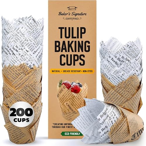 Baker's Signature 150pcs Parchment Paper Muffin Liners - Natural Wood Pulp, Greaseproof, Waterproof, Non-Toxic - Ideal for Multiple Occasions