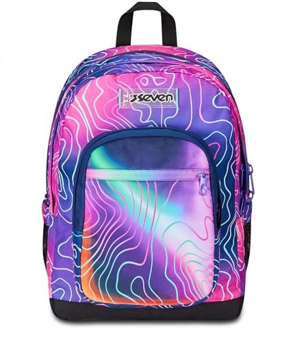 Seven Zaino Scuola Freethink, Rosa, Mapset Girl, Zaino Doppio Scomparto,