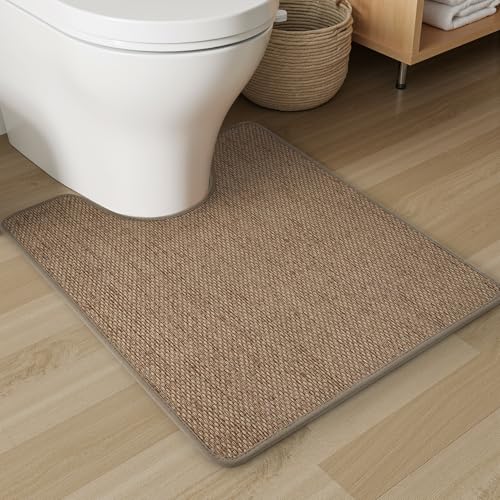 PADOOR Non-Slip Bath Mat With Rubber-Backing, Braided Absorbent Machine Washable Thin Rug for Bathroom Floor, Quick Dry, Fits Under Door, 17''x24'' Beige Beige 17''x24''