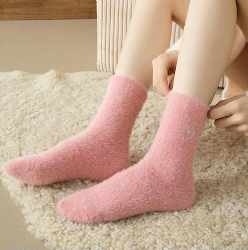 Plush socks 2pc Women's Autumn And Winter Thick Warm Sleeping Plush Floor Socks