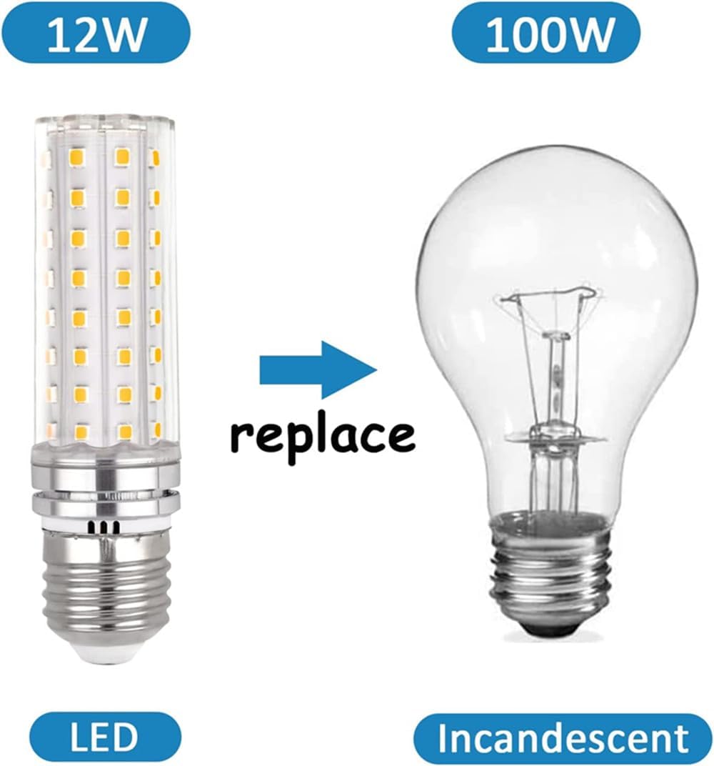 LED Corn Light Bulb 120W Equivalent 1200 Lumen 12W E26/E27 Base Non-dimmable Corn Lighting for Home Garage Warehouse Indoor LED Corn Bulbs Pack of 4… (Warm White)