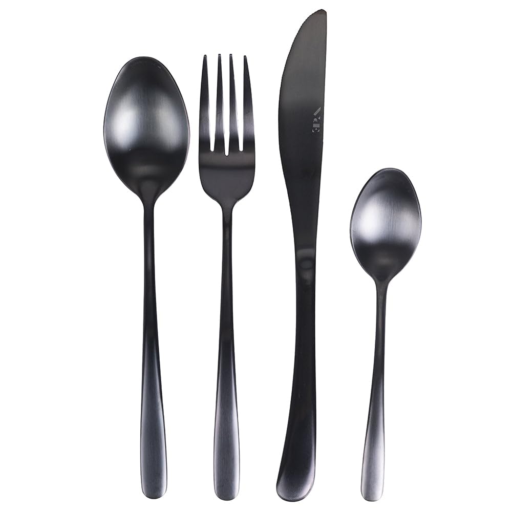 Posate in acciaio inox nero lucido set posate 24 pezzi Drop -