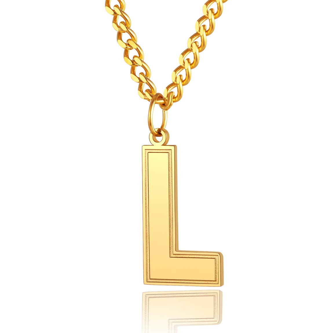 ChainsProMen/Women Stunning Monogram Letter Necklace, A to Z Initial Charm with Chain-22+2"-Adjustable, 316L Stainless Steel/Gold Plated/Black (Send Gift Box)