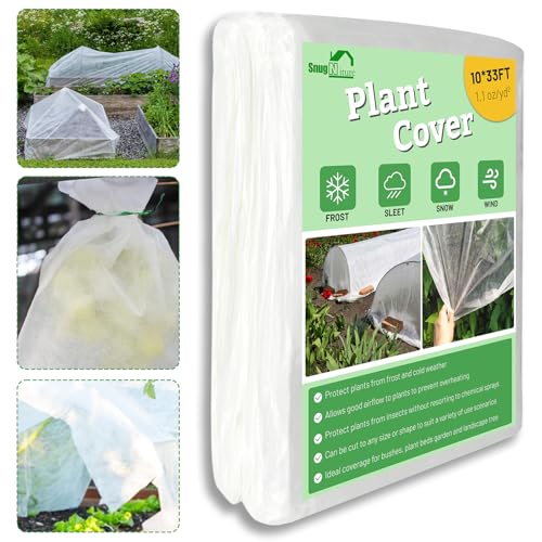 SnugNiture Plant Covers Freeze Protection, 10ft x 33ft 1.1oz/yd² Frost Cloth for Outdoor Plants, Floating Row Cover Frost Blanket for Winter Garden Vegetables Protection