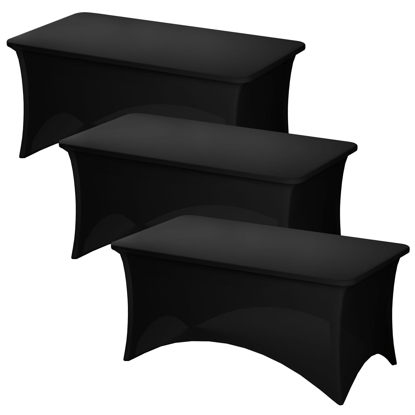 Black Tablecloths - 2 Pack 6FT Fitted Covers -24 Black Tablecloths - 2 Pack 6FT Fitted Covers -24