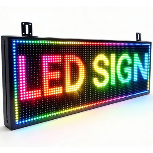 Image of P10 Scrolling Led Sign Programmable Display Digital Sign Outdoor Message Board Led Open Signs For Business Custom Banner Word Light Advertising Wifi Control High Brightness Neon 39 inchX14 inch