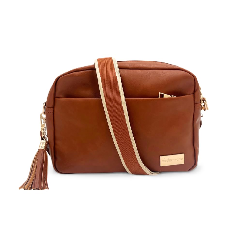 Modern+Chic Alice Crossbody Bag: Vegan Leather Purse with Roomy Exterior/Interior Pockets, Key Leash & Matching Womens Wallet