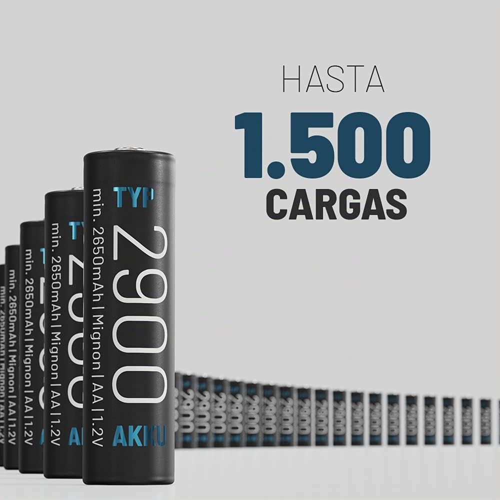 ABSINA Pilas Recargables AA 2900 NiMH 1,2V & mín. 2650mAh | Pack de 16 pilas recargables AA para dispositivos de alto consumo – Baterías AA para flash, Wii & Xbox Controller
