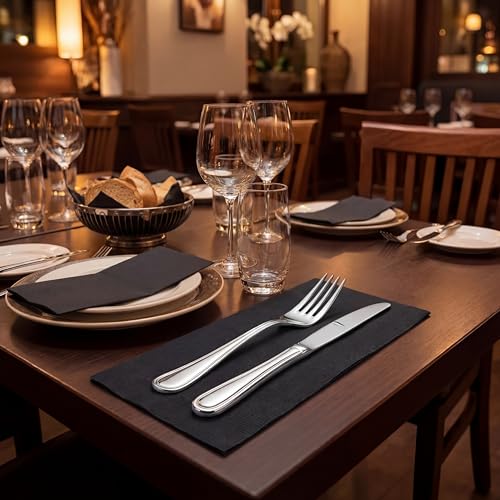 Image of Henoyso 300 Pack 2 Ply Black Dinner Napkins, 4 x 8 Inch paper Towels