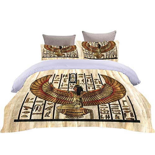 RQXRTR Housse De Couette 220X240cm Reine De L'Égypte Ancienne - Parure De Lit Adulte en Microfibre, Housse De Couette 2 Personnes avec Fermeture Éclair, Parure Housse avec 2 Taie d'oreiller 65X65 cm