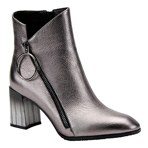 Azura Spring Step Fabulosa V Collar Ankle Boots for Women - Premium Leather Women's Chelsea Boots with Side Zippers