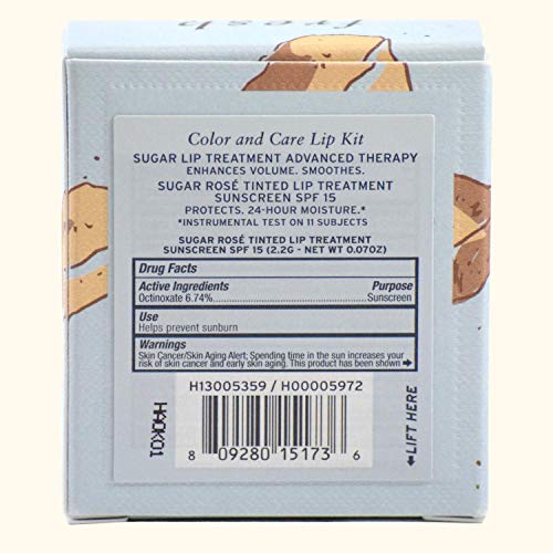 Fresh Color and Care Lip Kit - Mini Duo Lip Balm Treatment Gift Set:: Sugar Rose Tinted Lip Treatment SPF 15, and Sugar Lip Treatment Advanced Therapy