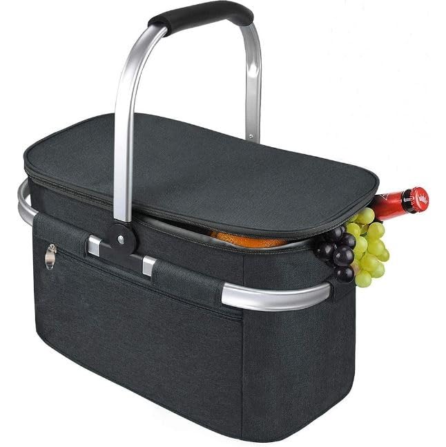 Insulated Folding Picnic Basket Cooler, Zorzel Picnic Basket with lid, 25L Extra Large Insulated Cooler Bag, Easy Storage Compact Design Wine Picnic Basket (B0CTWS29VG) Amazon Price History, Amazon Price Tracker