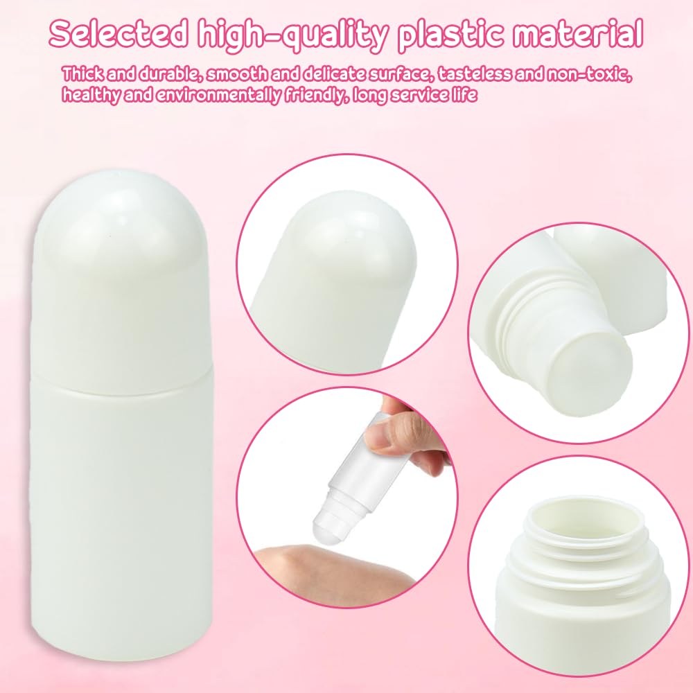 4 Pz Bottiglie a Rullo in Plastica Bottiglie Vuote con Sfera a Rullo da 50ml Contenitori Deodoranti Fai da Te con Sfera a Rullo per Aromaterapia, Profumi, Deodorante e Cosmetici