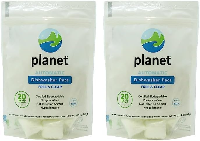 Planet Automatic Free & Clear Dishwasher Pacs, 12.7 Ounce (Pack of 2)