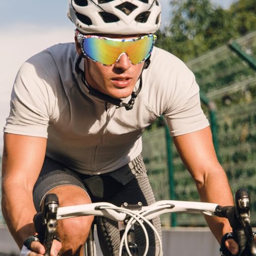Image of PROBEROS Cycling Sunglasses for Men Stylish, UV400 Tinted Polarized Sunglasses Fashion Sport Set, Unique Frame Design, Outdoor Anti-Glare for Cycling, Driving, Hiking