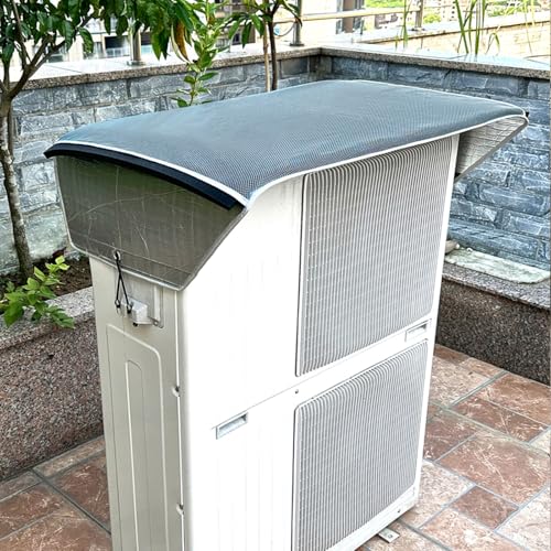 YLLSMGS エアコン室外機 カバー ACカバー エアコン室外カバー エアコンカバー ストラップ付き エアコン室外機カバー 遮音綿付き 室外機 日除け 室外機カバー 断熱 室外機 エアコンカバー 騒音低減 室外機 カバー 室外機カバー 雪対策(Gray,