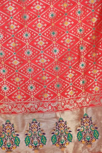 Brocade Dupatta from Gujarat with Birds and Geometric Motifs All-Over4