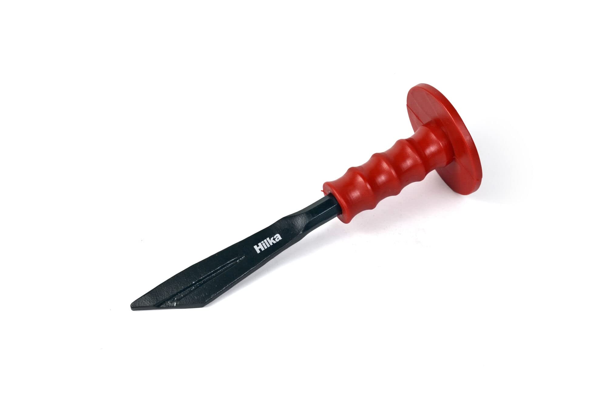 Hilka 62684010 10-Inch Plugging Chisel With Grip, Red - Drop-Forged Steel, Grooved For Debris, Mortar And Cement Removal, Induction Hardened 5013433268102