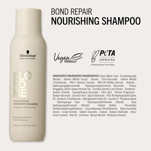 Miniatura 6 de Schwarzkopf Professional BLONDME Bond Repair Nourishing Shampoo - Champú Nutritivo Reparador - Aceite de Almendra y Té Blanco 300ml