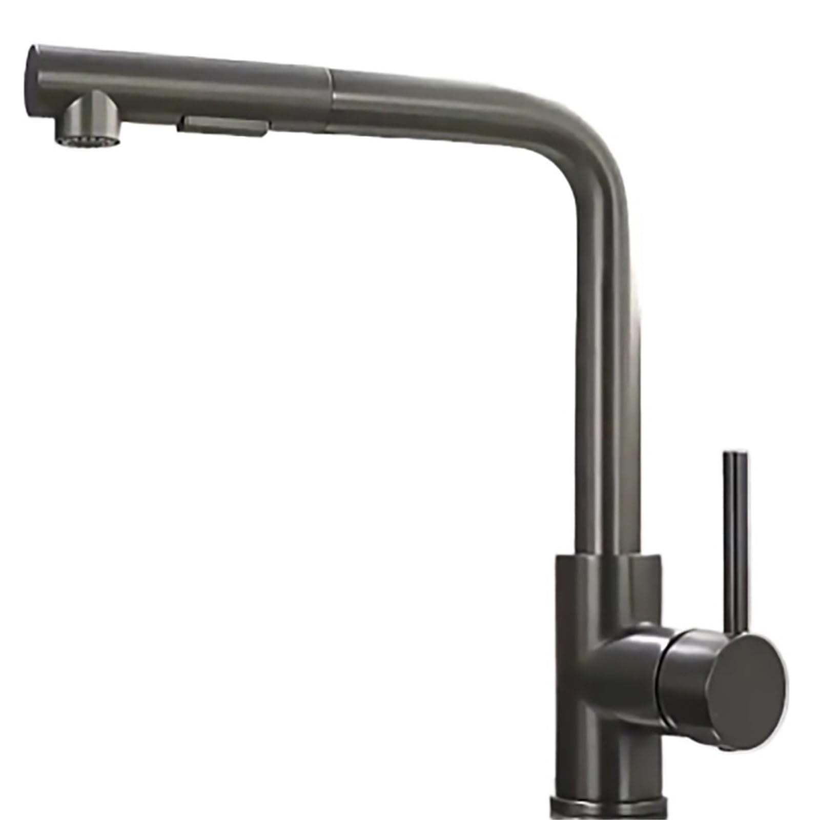 Yonmledo Grey Pull Out Kitchen Tap Pull Out Kitchen Sink Faucet Two Model Stream Sprayer Nozzle Stainless Steel Hot Cold Wate Mixer Tap Deck(Grey)