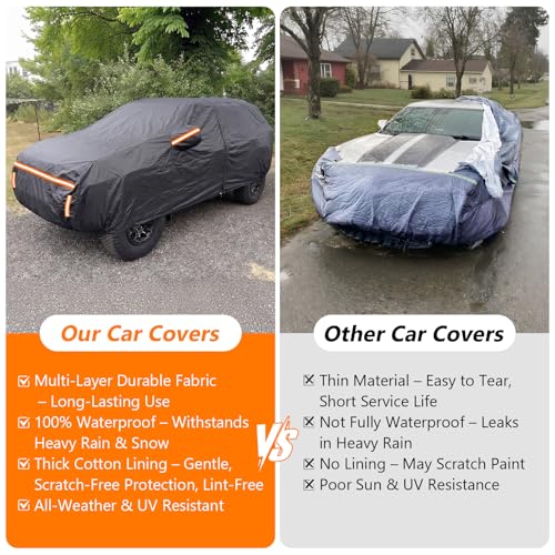 Image of Car Cover for Chevy Equinox 2005-2025 Waterproof PEVA Cotton Lined Outdoor SUV Cover Windproof UV Protection with Door Zipper & Wind Straps All Weather