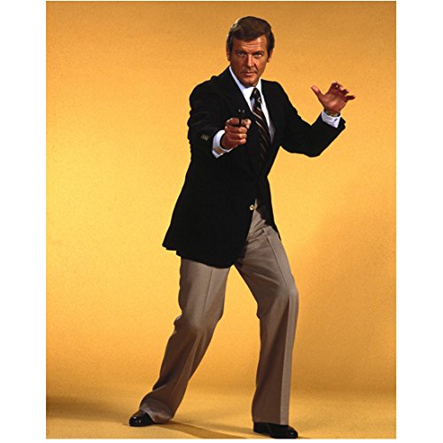 Roger Moore as James Bond 007 Classic Pose Aiming Gun 8 x 10 Inch Photo