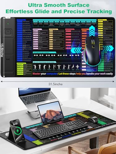 Image of Mouse Pad with Foldable Phone Holder, Wireless Charging Desk Mat 31.5x15.75 Mousepad with Superior Micro-Weave Cloth Non-Slip Waterproof Desk Pad